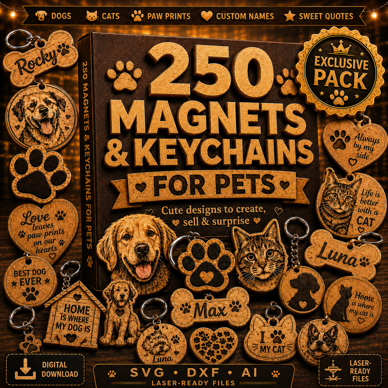 🐱🐶 250 Pet Magnets & Keychain Designs