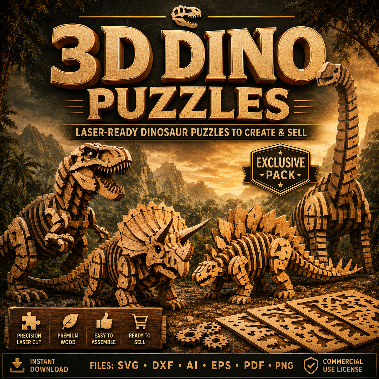 🦖 3D Dinosaur Puzzle Pack