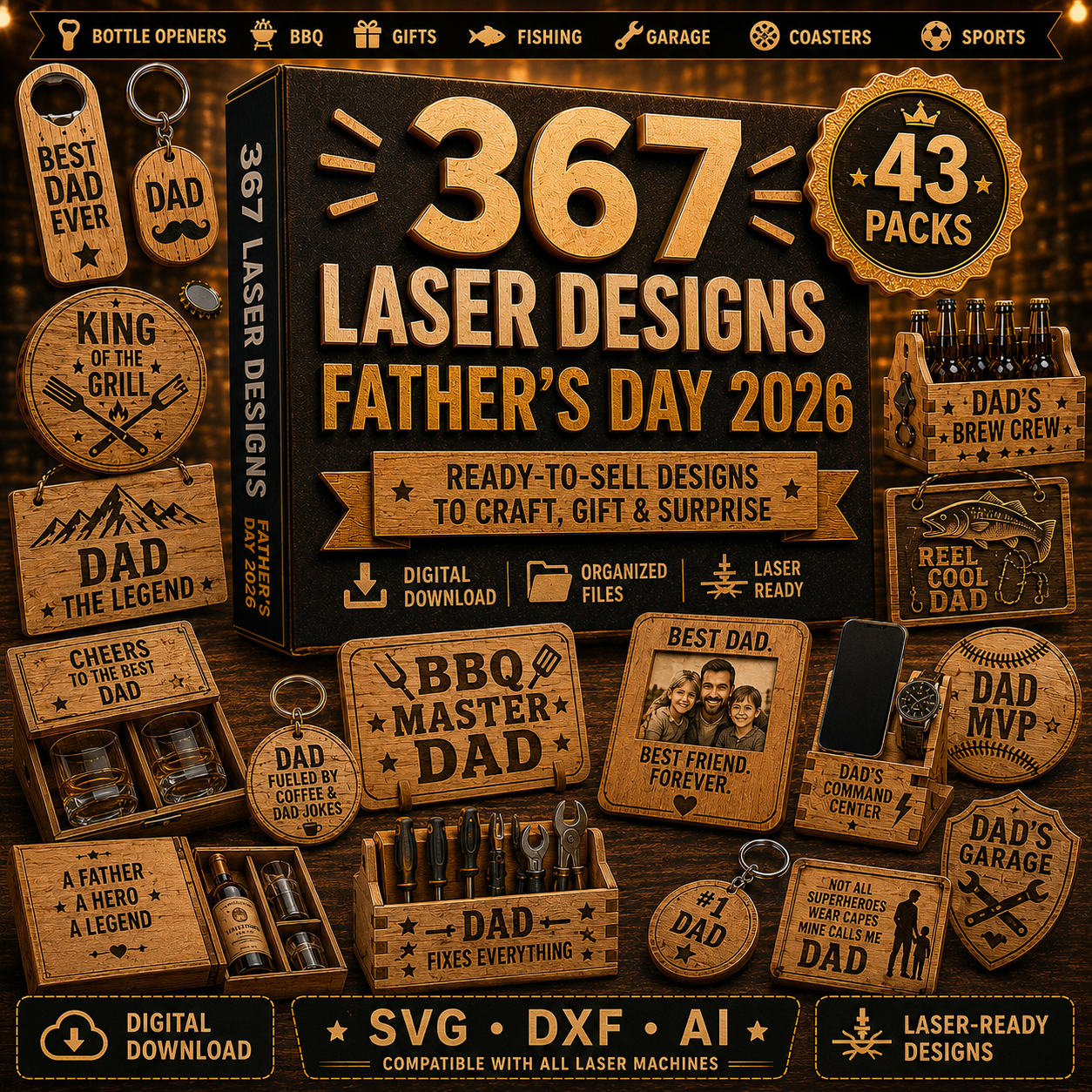 🎁 367 Father’s Day Laser Designs