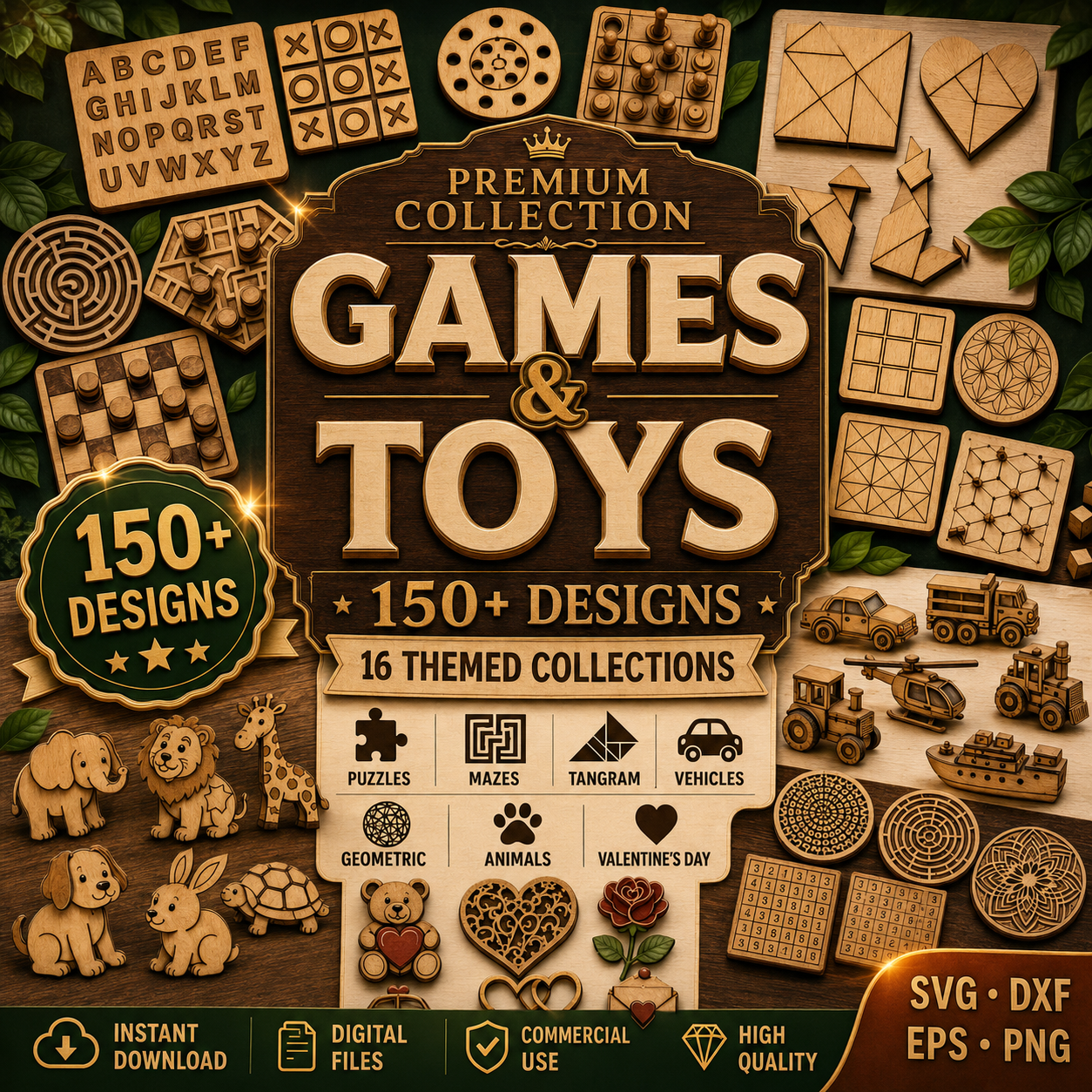 🧸 150 Laser-Cut Games & Toy Designs
